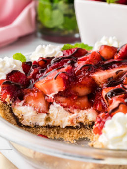 strawberry cream cheese pie with serving removed