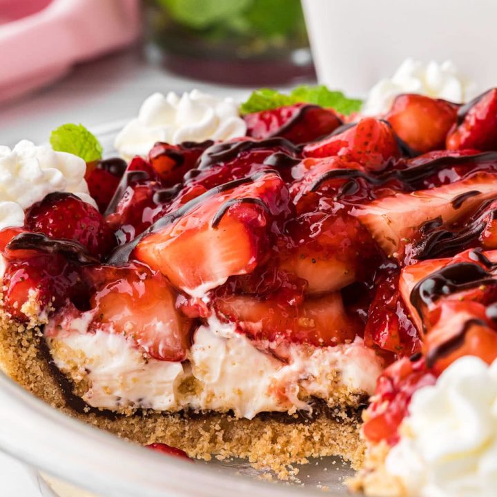 strawberry cream cheese pie with serving removed