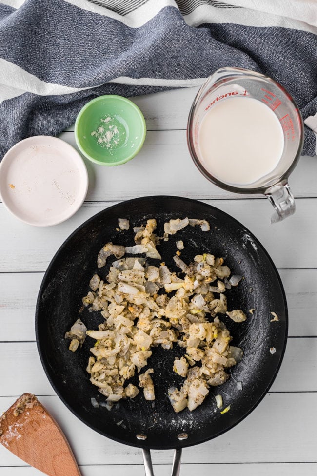 sauteed onions in a skillet