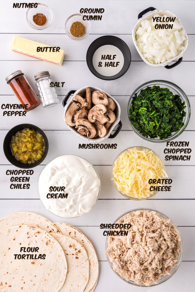 ingredients for Chicken Enchiladas Casserole