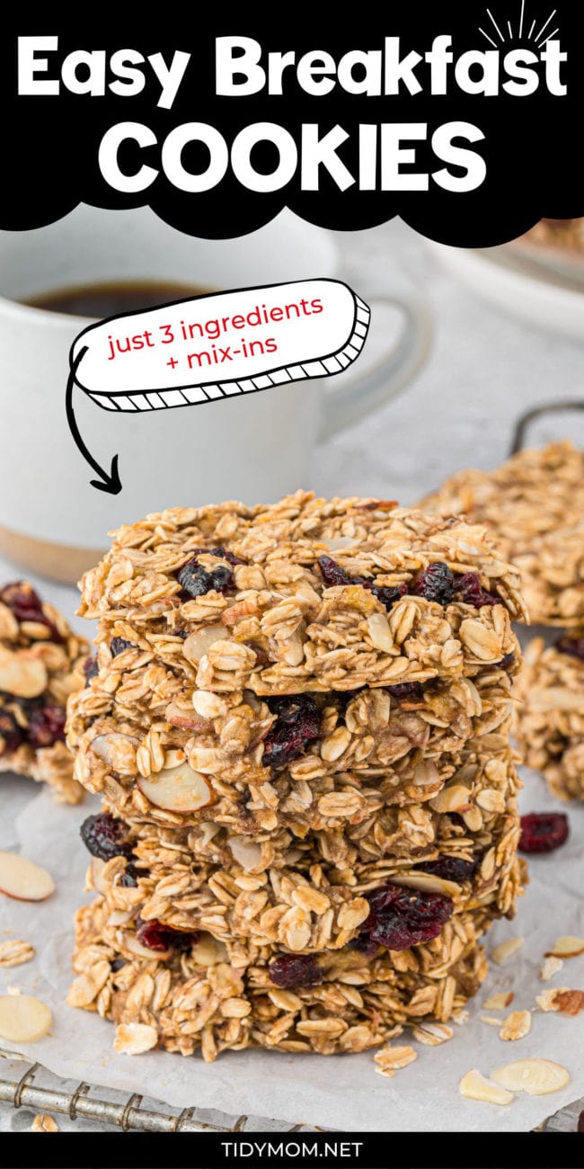 a stack of breakfast cookies with dried cranberries