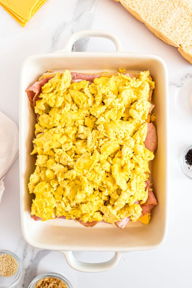 scramble egg layer of breakfast sandwiches