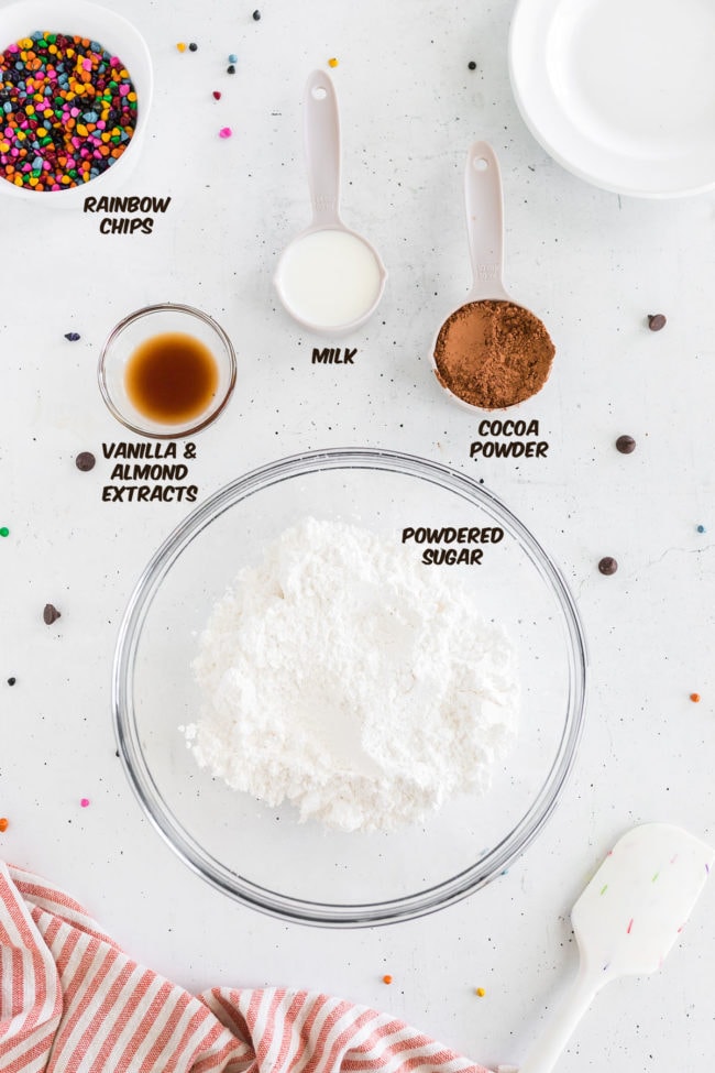 chocolate frosting ingredients in a glass bowl