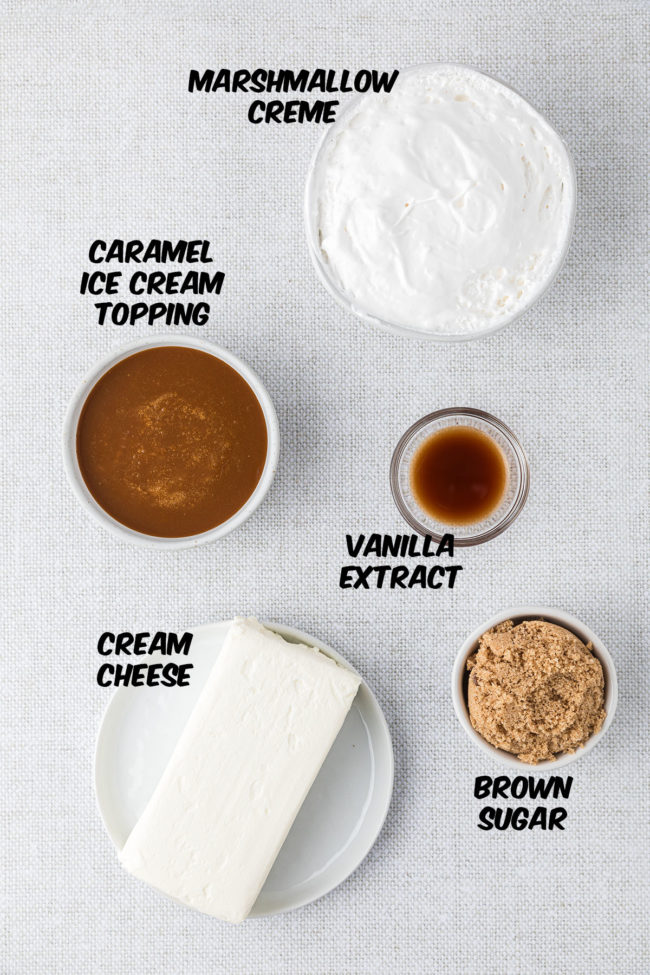 ingredients for creamy caramel apple dip