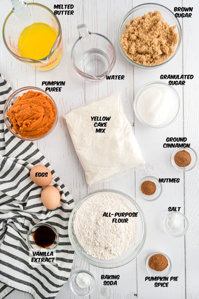 ingredients for a Pumpkin Crumb Cake on a counter