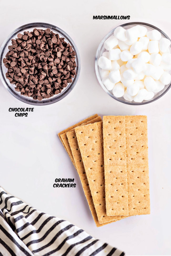 ingredients for s'mores dip on a counter