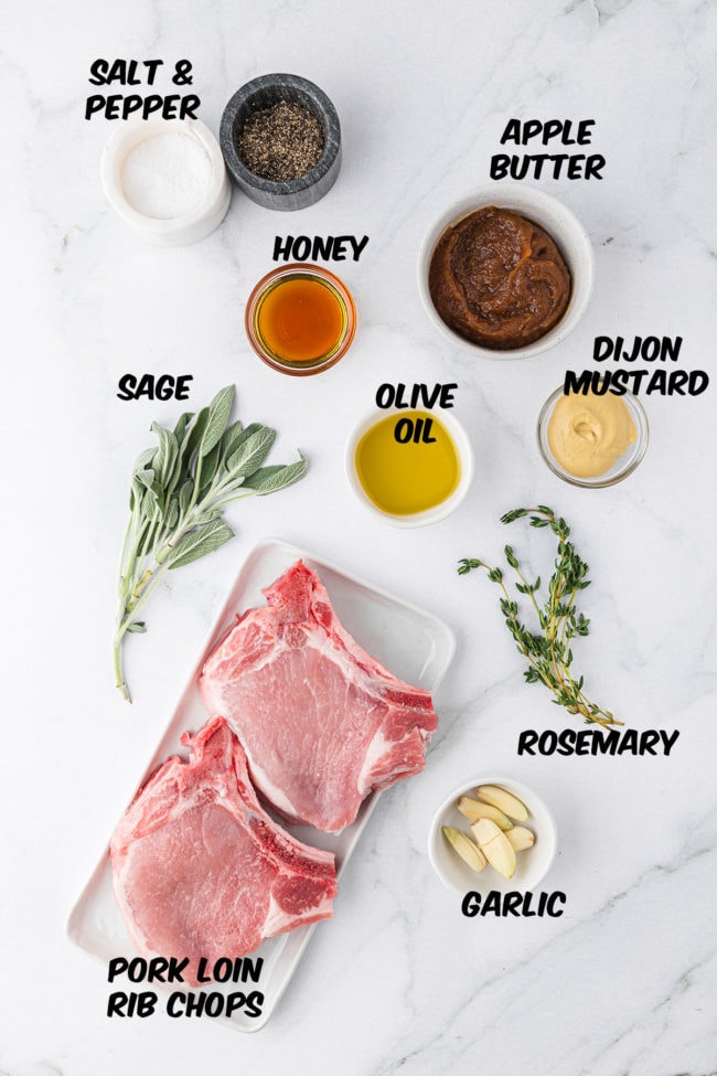 ingredients for apple butter glazed pork chops