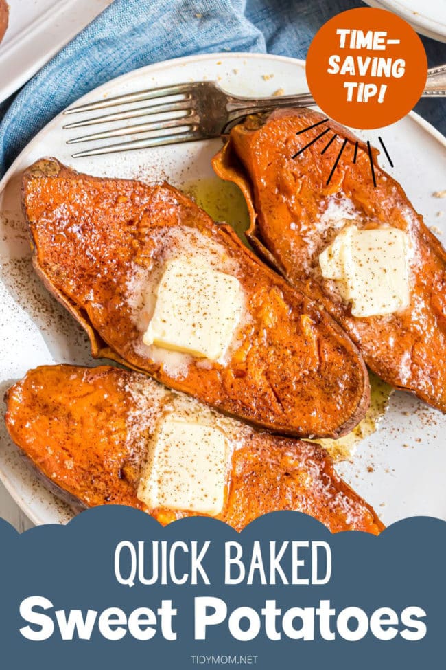 quick baked sweet potatoes on a plate