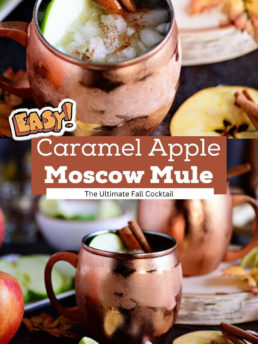 Caramel Apple Moscow Mule in copper mugs photo collage
