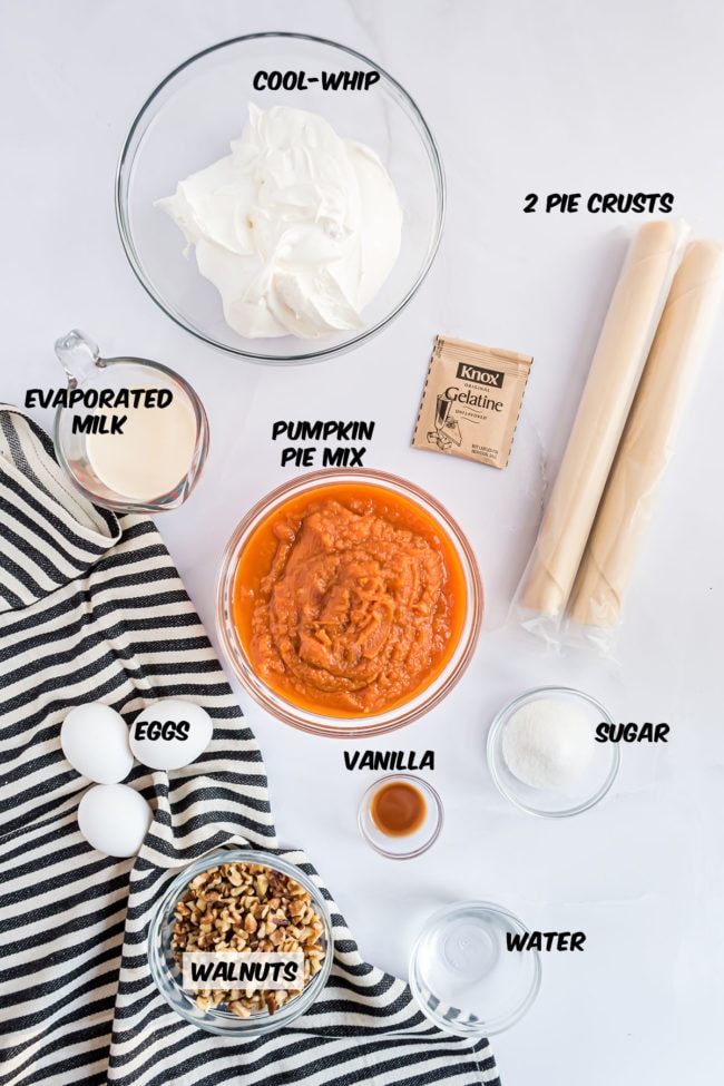 ingredients for Pumpkin Chiffon Pie on a counter