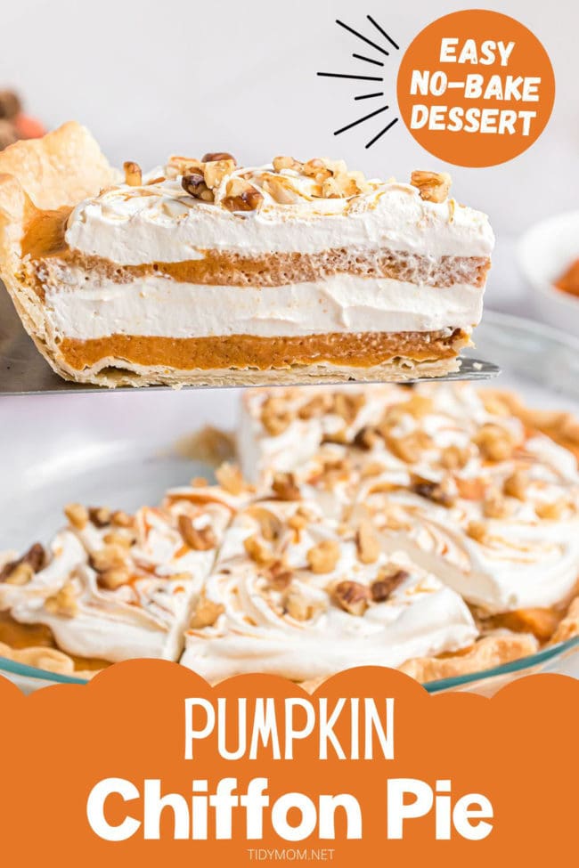 serving of Pumpkin Chiffon Pie on a pie server