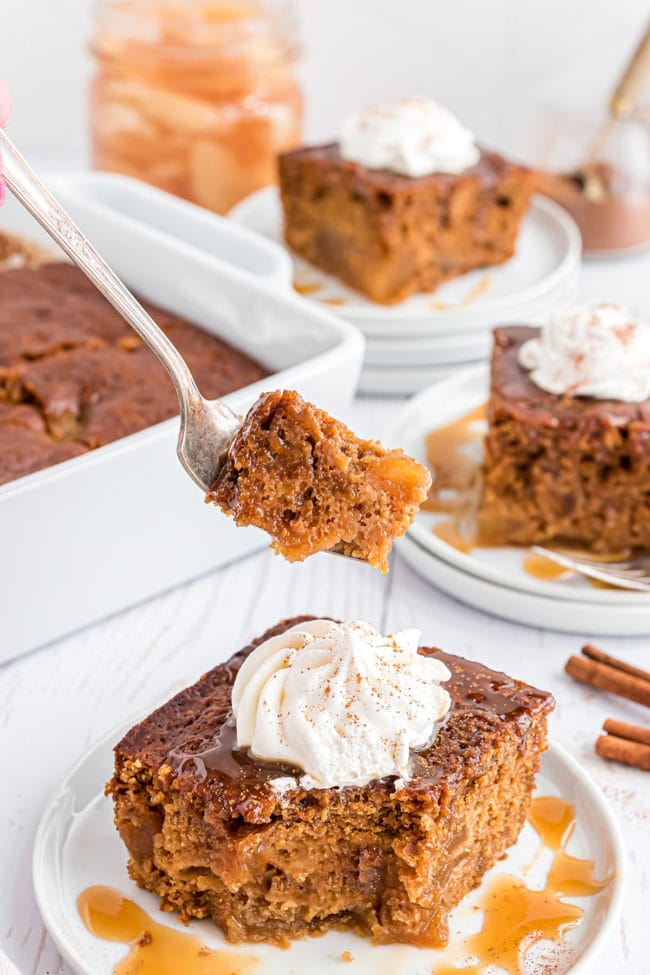 gingerbread cake with a bit on a fork
