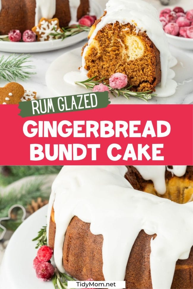 homemade gingerbread bundt cake on a holiday table