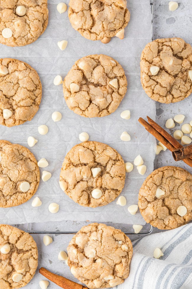 cinnamon sugar cookies with white chocolate chips