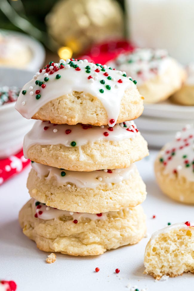 a stack of four ricotta cookies