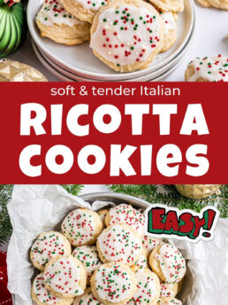 soft and tender ricotta cookies with red and green sprinkles