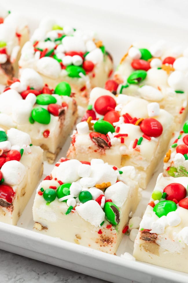 White Christmas Rocky Road Fudge with marshmallows