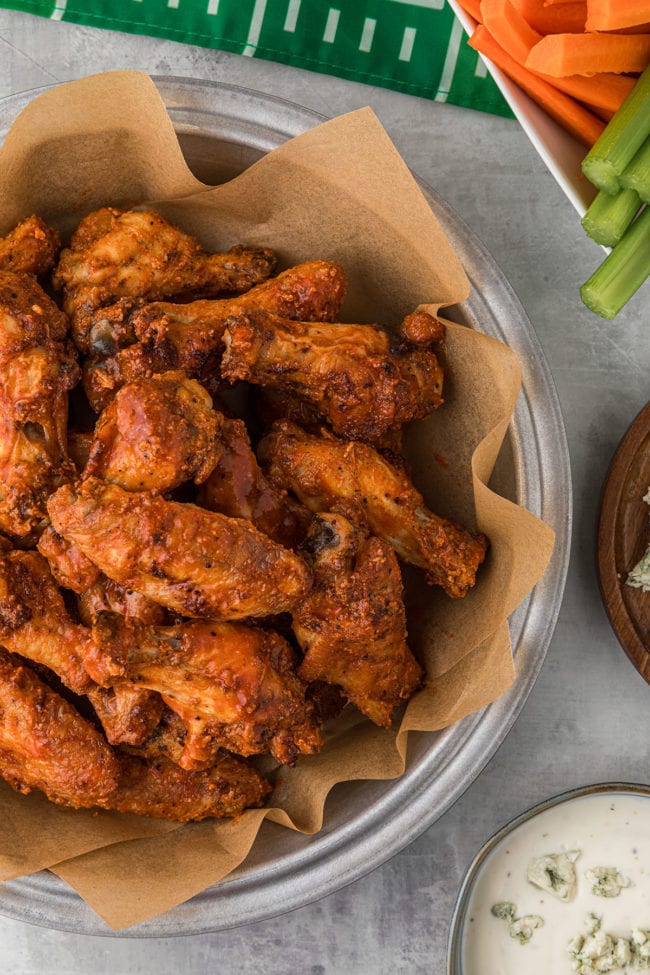 crispy baked party wings in a bowl