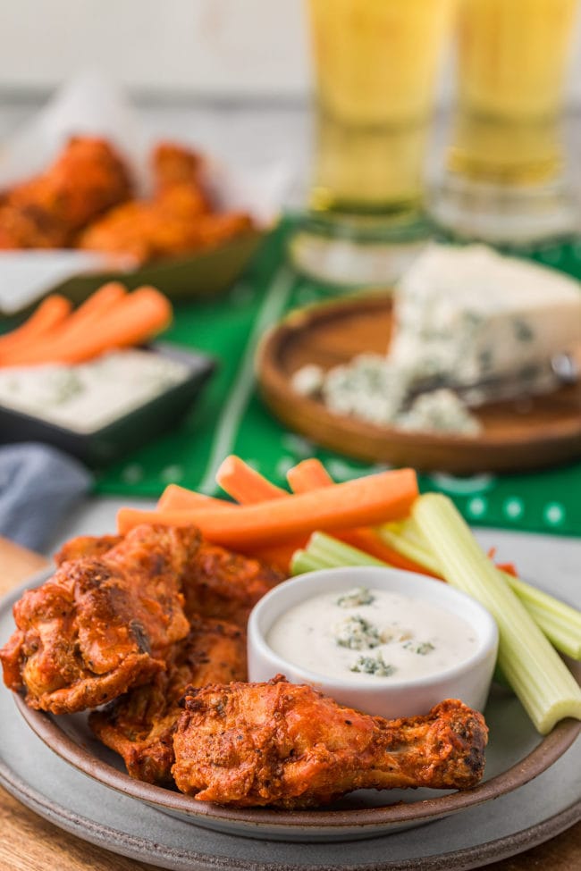 crispy baked chicken wings for a game day party spread