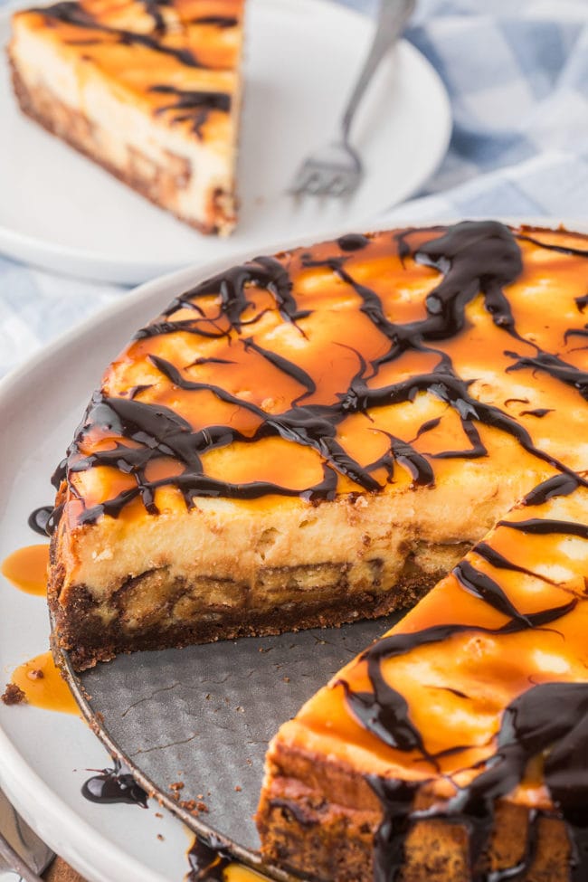 Candy Bar cheesecake with slice removed