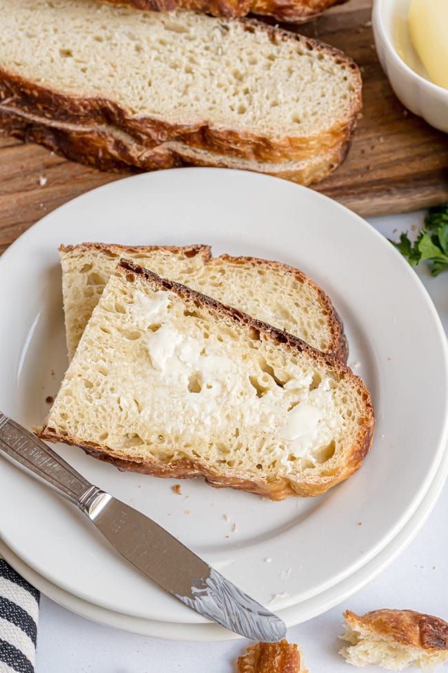 sourdough bread with a spread of butter