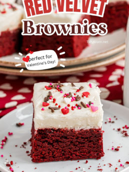 red velvet brownies with Valentine sprinkles
