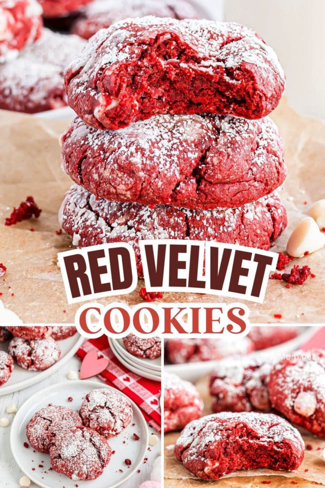 soft red velvet cookies photo collage