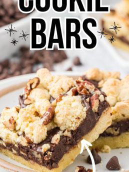 fudge nut cookie bars on a plate