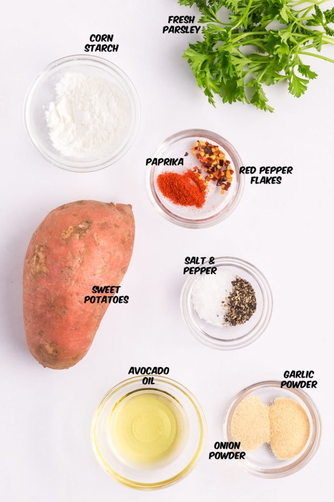 ingredients for making sweet potato wedges