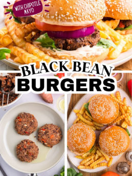 black bean burgers photo collage