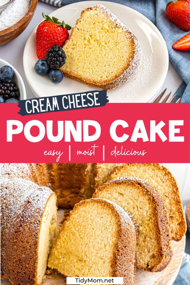 pound cake sliced and served with berries
