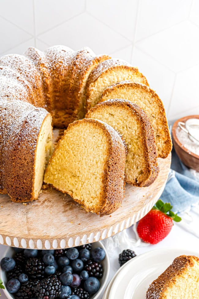 Easy elegant pound cake cut in to servings