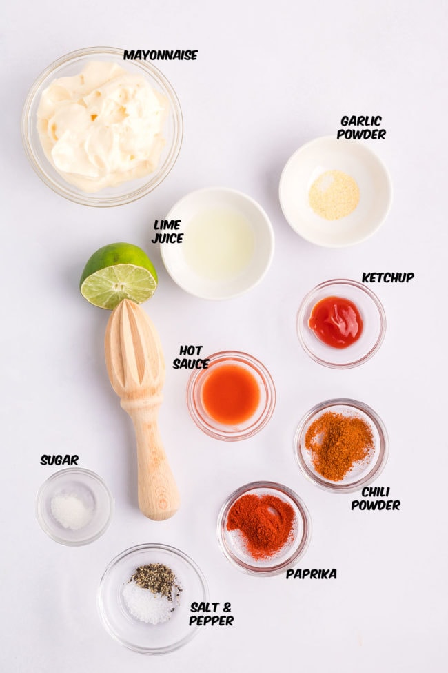 ingredients for making spicy mayo dipping sauce