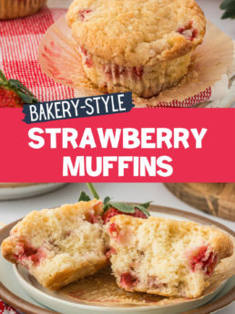 strawberry muffins cut in half