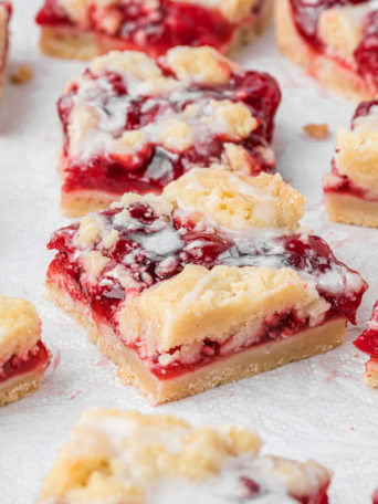 Pie bars made with cherry pie filling