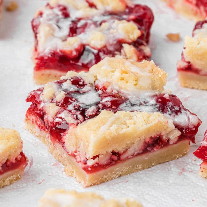 Pie bars made with cherry pie filling