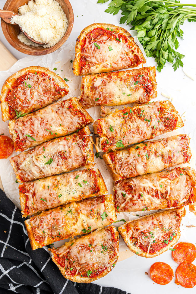 pepperoni french bread pizza sliced