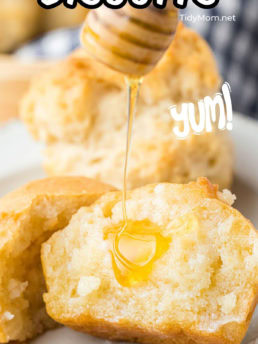 homemade biscuits with a drizzle of honey
