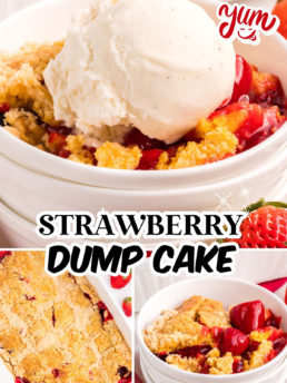 strawberry dump cake photo collage