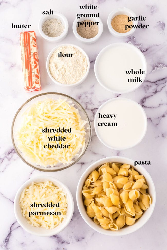 ingredients in White Cheddar Mac And Cheese Recipe