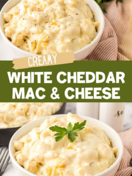 white cheddar mac and cheese photo collage