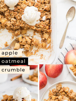 apple oatmeal crumble topped ice cream