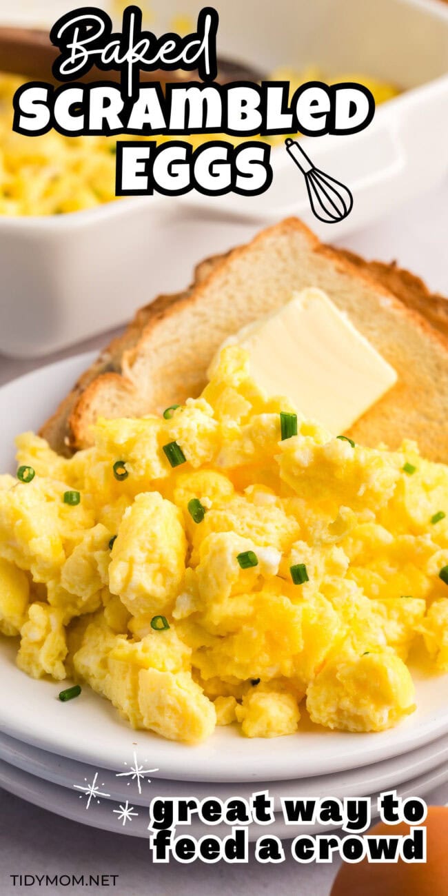 scrambled eggs served with buttered toast