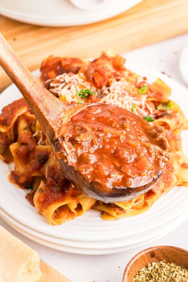 plated beef ragu