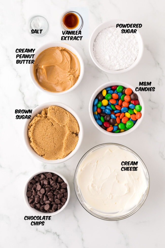 ingredients for cookie monster cookie dough dip