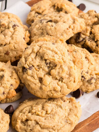 pile Peanut Butter Oatmeal Chocolate Chip Cookies