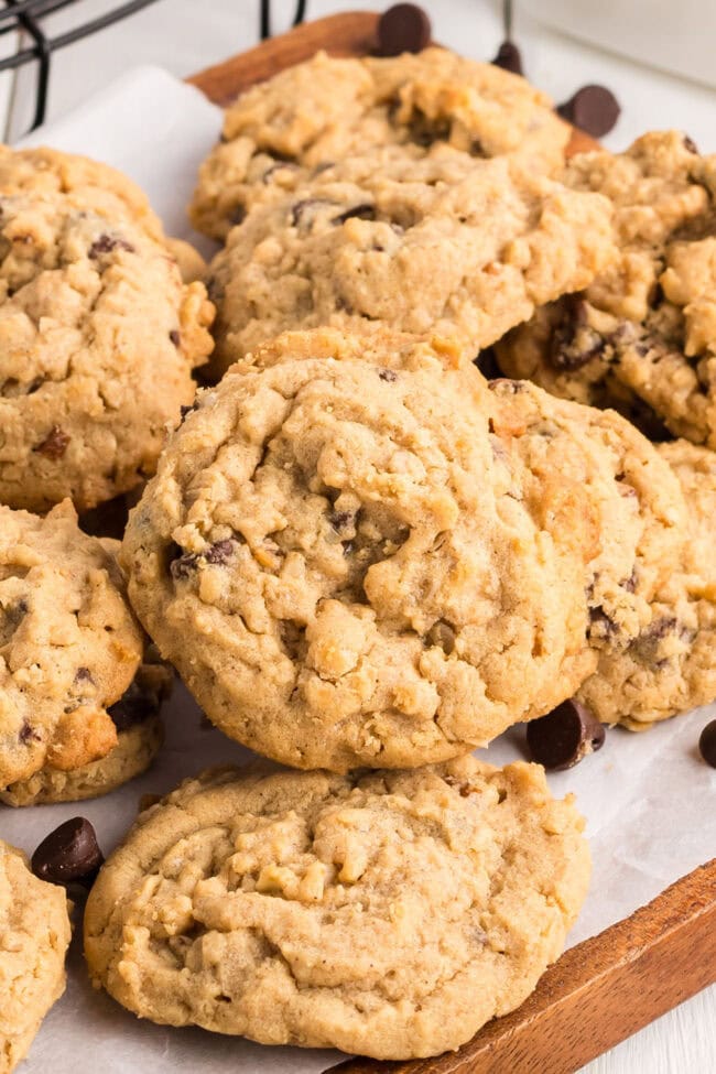 pile Peanut Butter Oatmeal Chocolate Chip Cookies