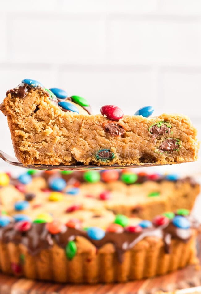 a slice of cookie cake