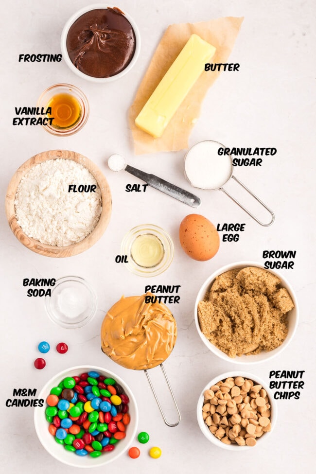 ingredients for giant peanut butter cookie cake