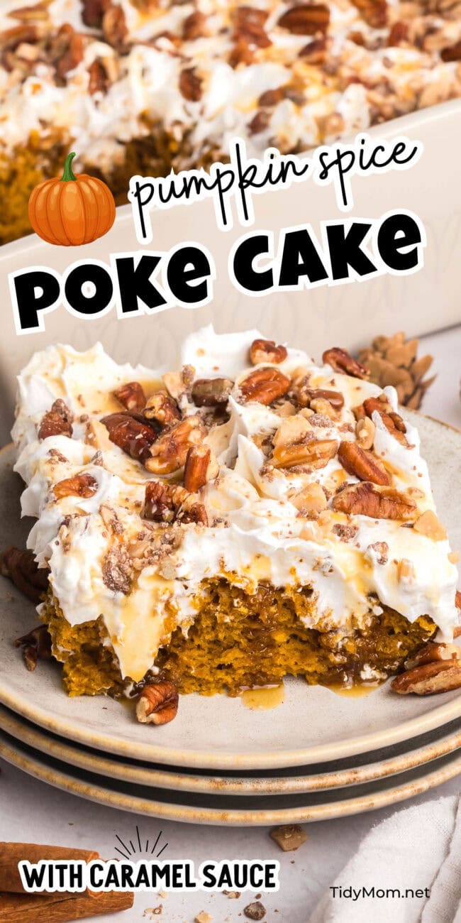 pumpkin cake with whipped topping, nuts and toffee